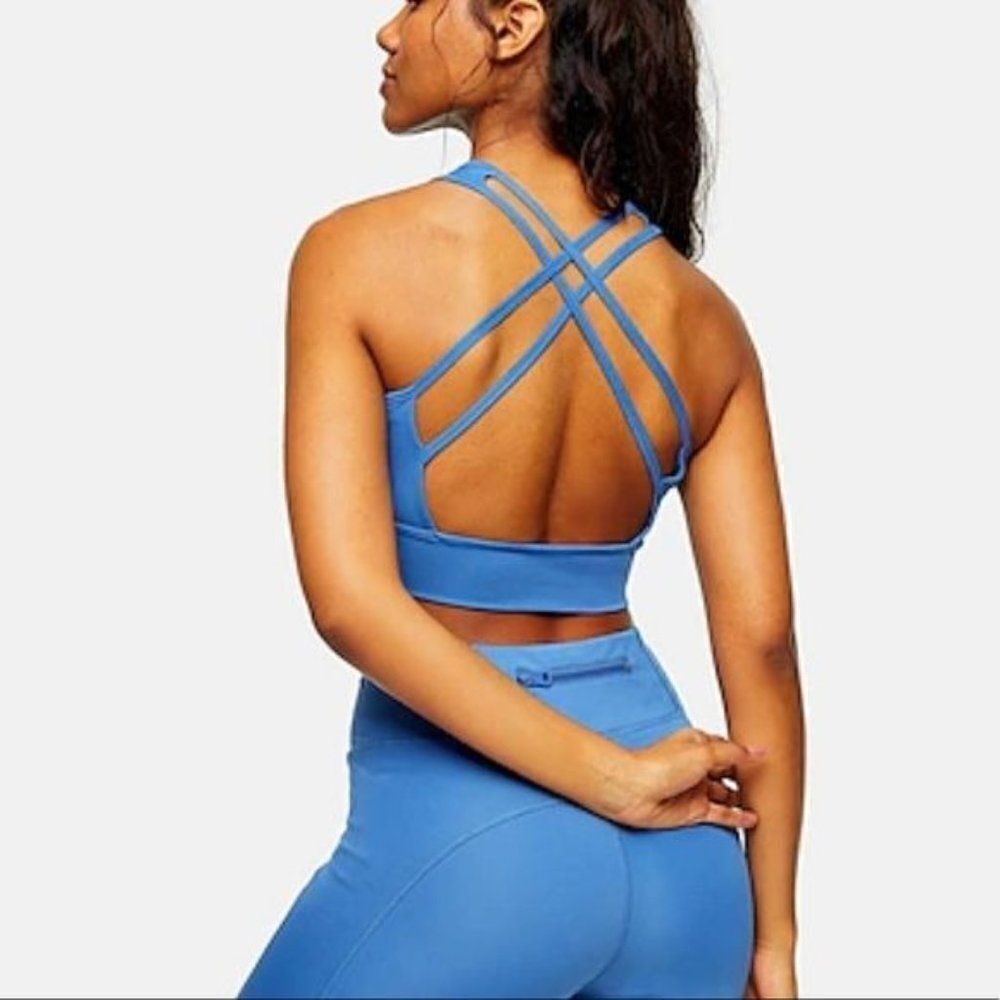TOPSHOP ACTIVE BLUE SPORTS BRA US 8-10 Medium